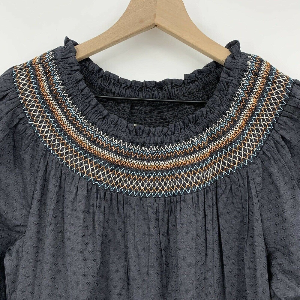 Universal Thread Midi Dress Sz M Smocked Round Neck Balloon Long Sleeve Tiered - Picture 3 of 8